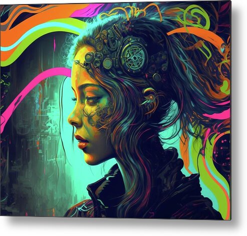 Cyborg Metal Print featuring the digital art Searching for Repair by Kamdon Simmons