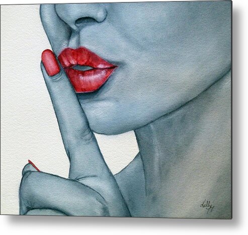 Shhh Metal Print featuring the painting Shhh...whisper by Kelly Mills
