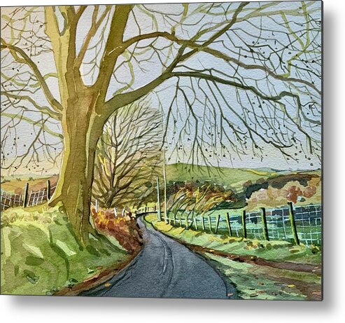 England Metal Print featuring the painting Ratlinghope Lane - Shropshire by Luisa Millicent