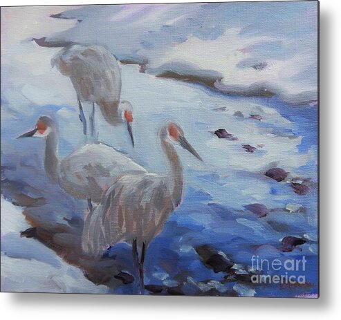 Crane Metal Print featuring the painting Sketch of Cranes by K M Pawelec