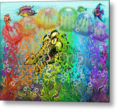 Aquatic Metal Print featuring the digital art Smile of the Crocodile by Kevin Middleton