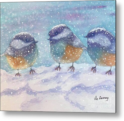 Greeting Card Metal Print featuring the painting Snow Buddies by Sue Carmony