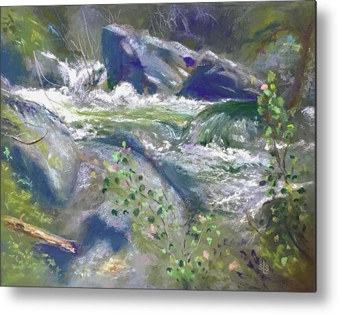 Rushing Water Metal Print featuring the pastel Song of Spring by Sandra Lee Scott