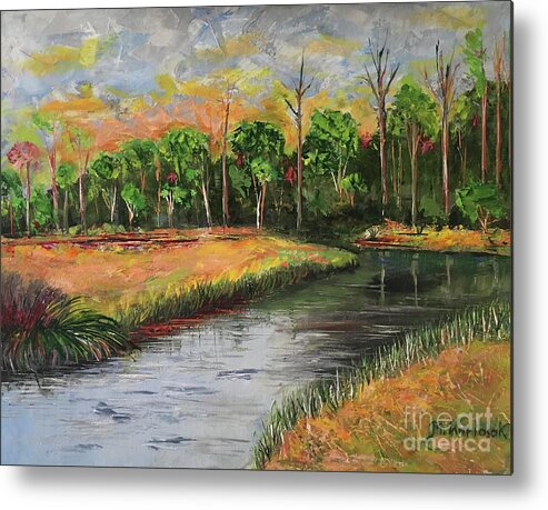 Southern Metal Print featuring the painting Southern sunset by Maria Karlosak