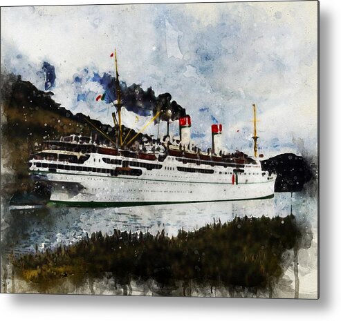 Steamer Metal Print featuring the digital art S.S. Conte Biancamano by Geir Rosset