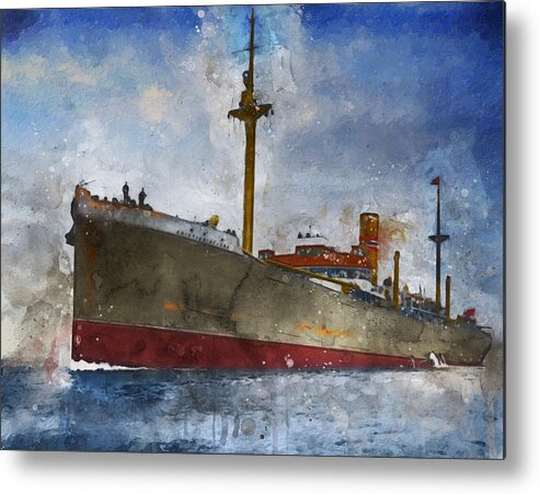 Steamer Metal Print featuring the digital art S.S. Kristianiafjord 1921 by Geir Rosset