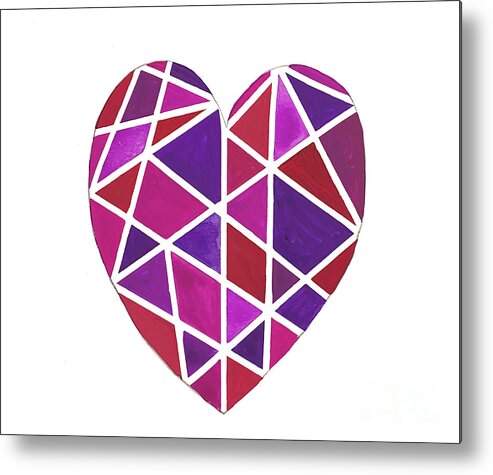 Valentine's Day Metal Print featuring the mixed media Stained Glass Heart by Lisa Neuman