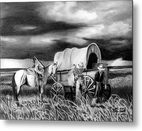 Storm A Brewing Metal Print featuring the drawing Storm A Brewing by Peter Piatt