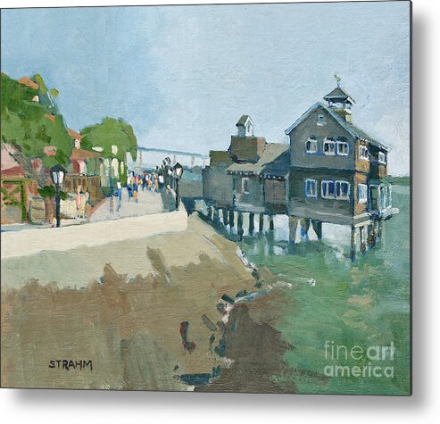 Seaport Village Metal Print featuring the painting Strolling thru Seaport Village, San Diego by Paul Strahm