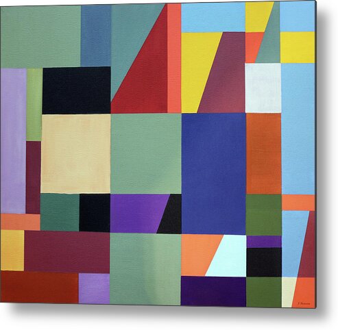Geometric Metal Print featuring the painting Summer Day Geometric Composition by Johanna Hurmerinta