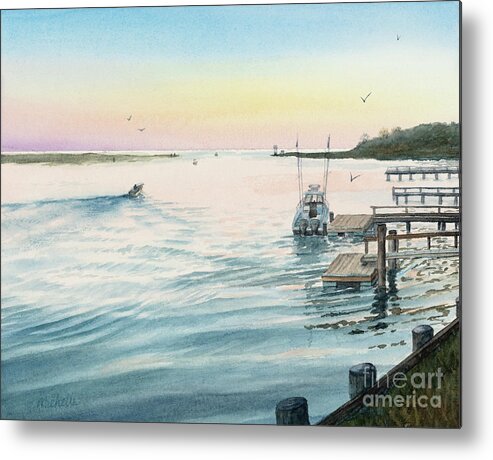 Summer Evening On The Bass River Metal Print featuring the painting Summer Evening on the Bass River by Michelle Constantine