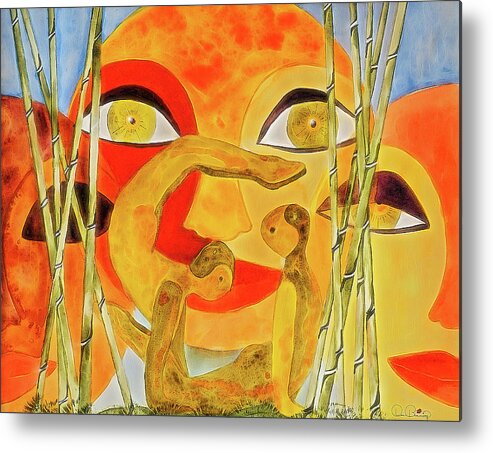 Yin-yang Metal Print featuring the painting Sun Rise Sun Set by Dee Browning