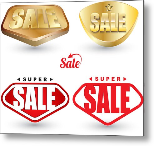 Marketing Metal Print featuring the drawing Super SALE tag set. by Sombatkapan