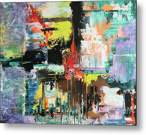Abstract Metal Print featuring the painting Surrounded by Maria Karlosak
