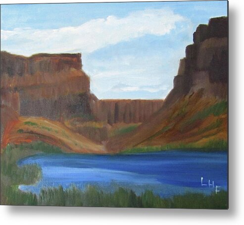 Butte Metal Print featuring the painting Swan Falls Park by Linda Feinberg