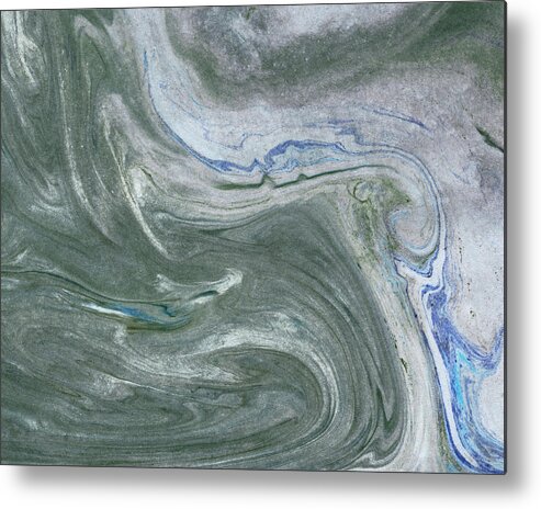 Marble Metal Print featuring the painting Teal Gray Marble Stone Surface And Texture Abstract Watercolor Collection III by Irina Sztukowski