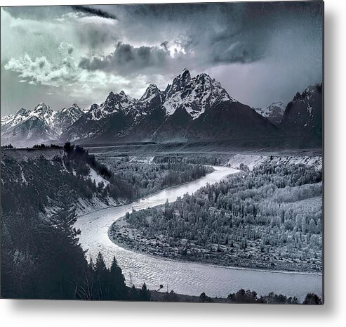 Tetons And The Snake River Metal Print featuring the digital art Tetons And The Snake River by Ansel Adams