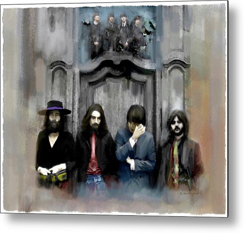  The Beatles Images Paintings Metal Print featuring the painting The Beatles Discontent II by Iconic Images Art Gallery David Pucciarelli