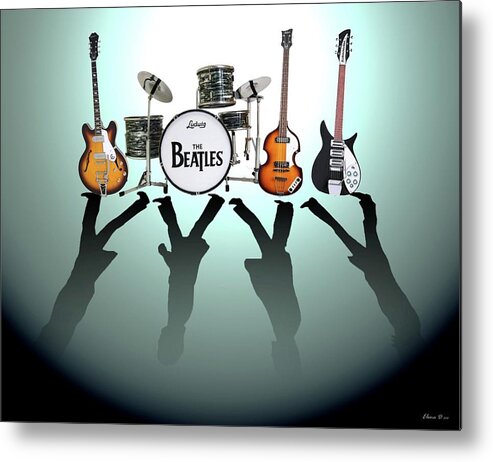 The Beatles Metal Print featuring the digital art The Beatles by Yelena Day