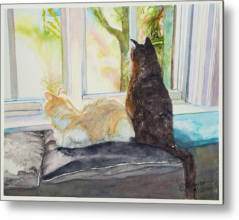 Cats Metal Print featuring the painting The Boys by Barbara F Johnson