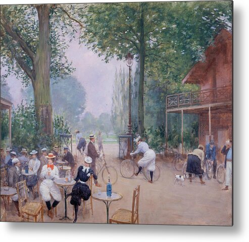 19th Century Painters Metal Print featuring the painting The Cycle Chalet in the Bois de Boulogne by Jean Beraud