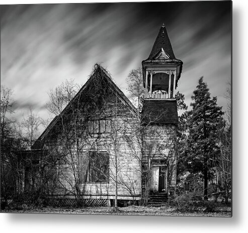 Blackandwhite Metal Print featuring the photograph The Door Is Open But No One Comes Anymore by Mike Schaffner