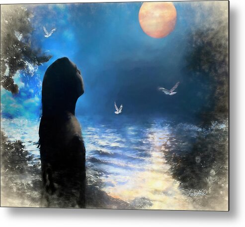 Moon Metal Print featuring the photograph The Dreamer by Shara Abel