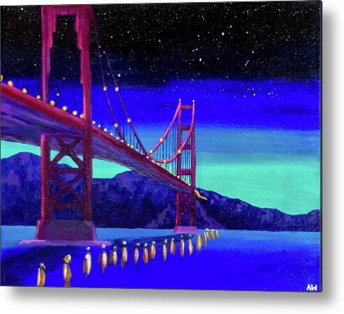 Golden Gate Bridge Metal Print featuring the painting The Empty Feeling of New by Ashley Wright