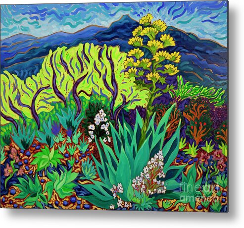 Garden Metal Print featuring the painting The Garden on the Hill by Cathy Carey
