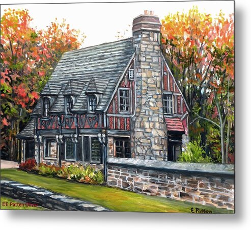 Jordan Pond Metal Print featuring the painting The Gate House, Jordan Pond by Eileen Patten Oliver