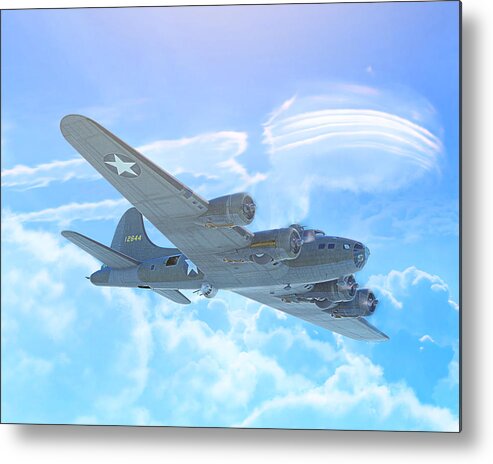 B-17 Metal Print featuring the digital art The Great Bird at War by Hangar B Productions