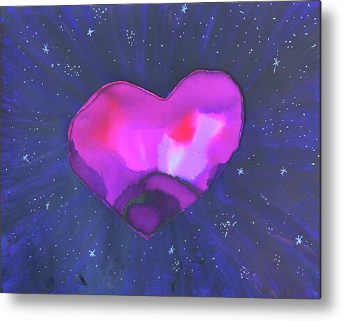 Vibrant Metal Print featuring the painting The Heart of the Universe by Sandy Rakowitz
