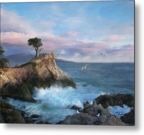 Cypress Point Metal Print featuring the mixed media The Lone Cypress at Cypress Point by Colleen Taylor