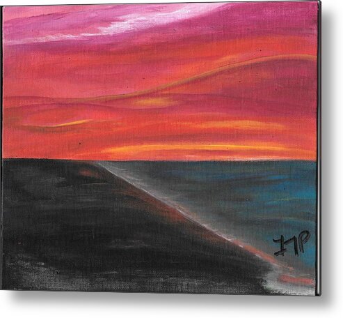 Sky. Sunset Metal Print featuring the painting The Meeting by Esoteric Gardens KN