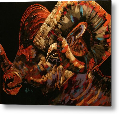 Dall Sheep Metal Print featuring the painting The Protector by Marilyn Quigley