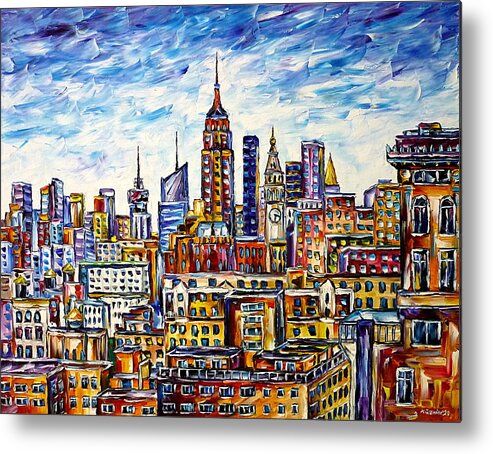 New York From Above Metal Print featuring the painting The Rooftops Of New York by Mirek Kuzniar