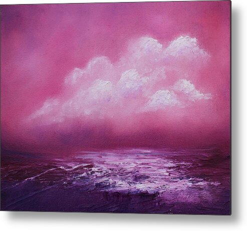 Abstract Landscape Metal Print featuring the painting The Sky is Pink by Archana Gautam