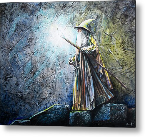 Wizard Metal Print featuring the drawing The Wizard by Aaron Spong