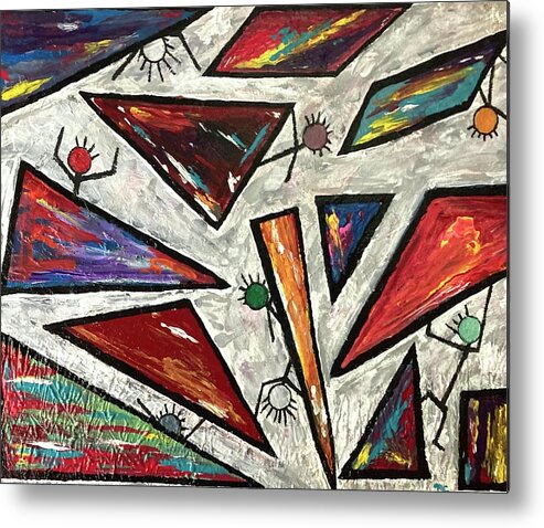 Oil Metal Print featuring the painting Triangulate by Mike Coyne
