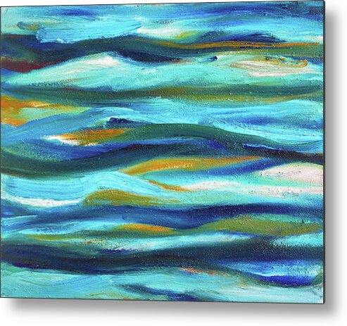 Abstract Metal Print featuring the painting Turquoise Sea by Maria Meester