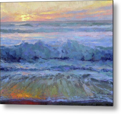Ocean Metal Print featuring the painting Twilight Surf by Steve Henderson