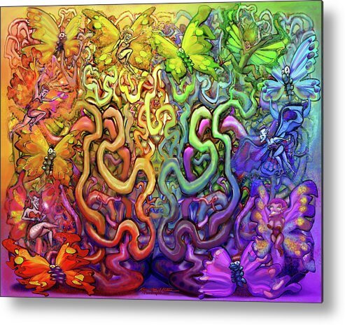 Twisted Metal Print featuring the digital art Twisted Rainbow Magic by Kevin Middleton