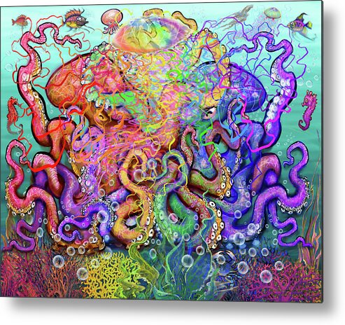 Octopus Metal Print featuring the digital art Twisted Tango of Tentacles by Kevin Middleton