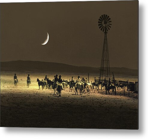 Cowboys Metal Print featuring the photograph Under A Rustlers Moon by Don Schimmel