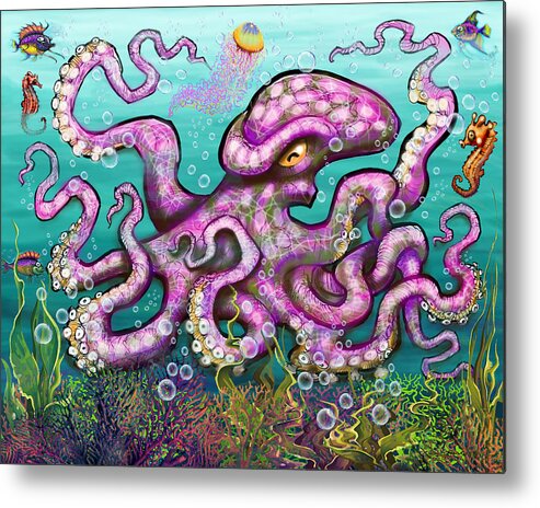 Octopus Metal Print featuring the digital art Undersea Garden Party by Kevin Middleton