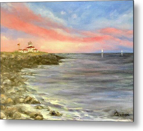 Watch Hill Paintings Metal Print featuring the painting Watch Hill Light House by Anne Barberi