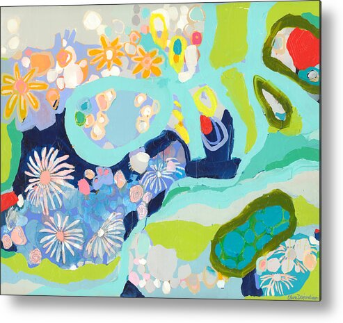 Abstract Metal Print featuring the painting Water Garden by Claire Desjardins