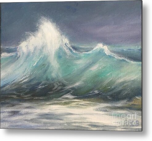 Waves Metal Print featuring the painting Wave Watching by Rose Mary Gates