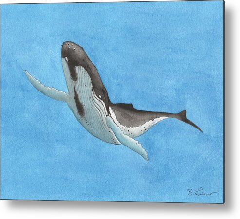 Whale In Blue Metal Print featuring the painting Whale in Blue by Bob Labno