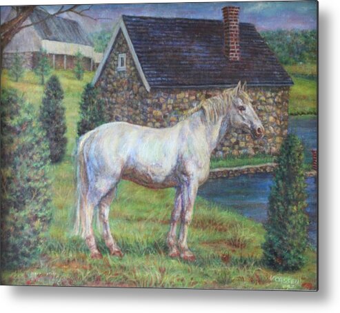 Horse Metal Print featuring the painting White Horse by Veronica Cassell vaz